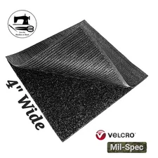 4" Wide x 4" (Inch) VELCRO® Brand Mil-Spec Sew-On Strip  (Hook & Loop) - Black