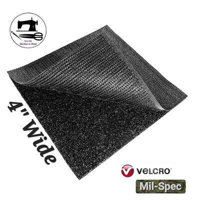 4'' Wide x 4'' (Inch) VELCRO  Brand Mil-Spec Sew-On Strip  (Hook & Loop) - Black