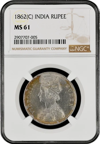1862-C India Rupee NGC MS 61