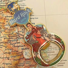 SHANGHAI CHINA🇨🇳 Hard Rock CAFE® HRC✅ACOUSTIC GUITAR MAGNET☑️OPENER ✅ 2018 NEW