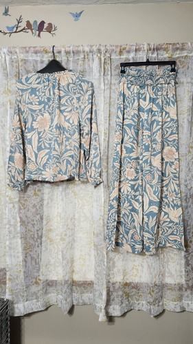 Patrons Of Peace Women's Size Medium Pants Blouse 2 Pc Set Boho Ruffle Wide Leg - Picture 6 of 18