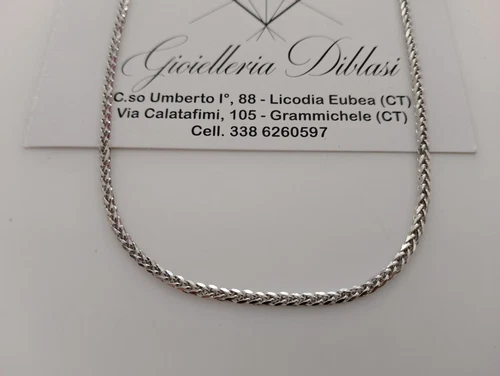 COLLANA In ORO BIANCO Uomo Donna Unisex 18 Karati 750%/1000 Maglia Catena SPIGA - Foto 1 di 10
