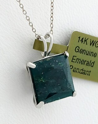 ECHT 5,63 kt SMARAGD ANHÄNGER 14K WEISSGOLD - kostenlose Zertifikat Bewertung