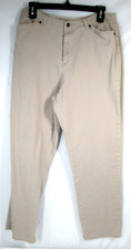 First Issue Pants 12 R Khaki Jeans Straight Leg Flat Front Tan Liz Claiborne