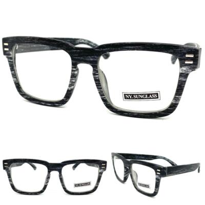 Vintage Square Silver & Wooden Eyeglasses For Men – Classy Retro Clear Lens-1348944