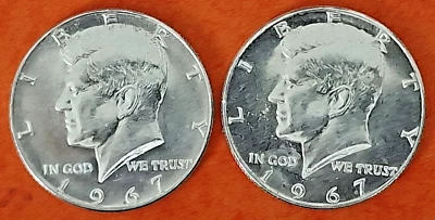 Silver Coin - 2 X Half Dollar J.F. Kennedy, 2 X Silver Coin 1967 from USA#2 - Bild 1 von 2