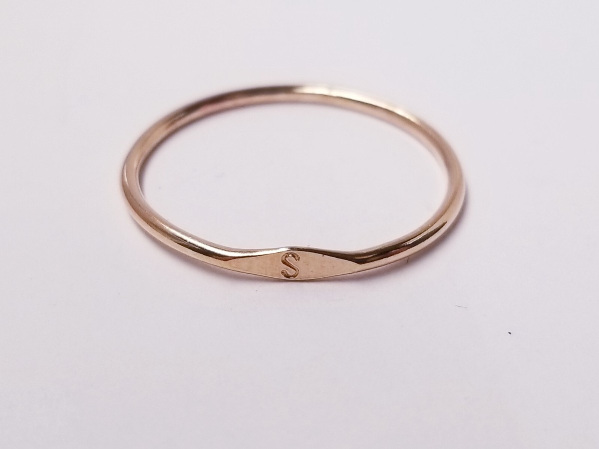 Lumin Tiny Initial Ring, Gold Fill - S View 4
