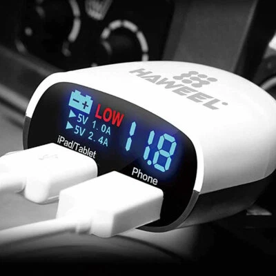 Haweel Intelligentes universal USB LED Auto DUAL KFZ Ladegerät Netzteil weis - Bild 1 von 4