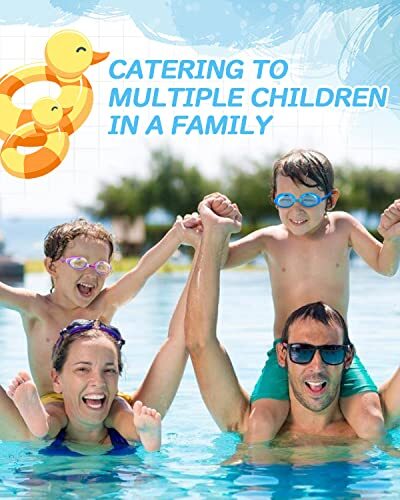 Kids Swim Goggles, 2 Pack Anti Fog&UV Swimming Goggles for Pink & Clear Blue - Picture 6 of 7