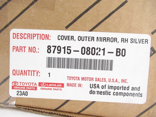 Genuine OEM Toyota 87915-08021-B0 Passenger Side Mirror Cover Cap 11-19 Sienna