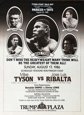 Iron Mike Tyson vs.Jose Luis Ribalta Boxing Fight Reproduction Poster 11x15 art