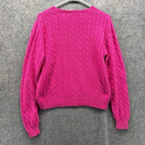 Vtg Mickey Mouse Sweater Womens Large Pink Cable Knit 90s Embroidery Walt Disney - Picture 2 of 11