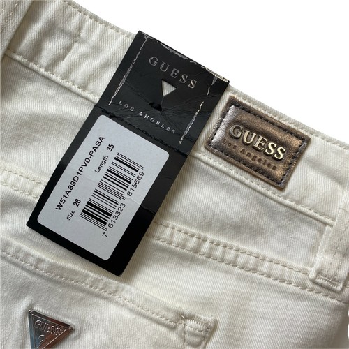 GUESS Women White Ultra Low Waist Regular Bootcut Fit Ripped Jeans Size W28 L35 - Picture 8 of 11