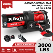 X-BULL Electric 3000LBS Winch 12V Synthetic Rope ATV UTV Winch Off Road Boat