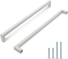 Probrico 25 Pack Square Modern Stainless Steel Brushed Nickel Cabinet Handles