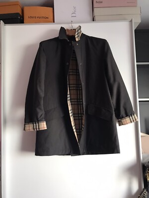 Burberry London Damen Jacke Neuwertig Gr 38 Schwarz Gefüttert Wolle Mix Leicht