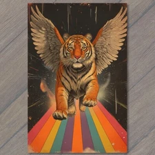 Art Print Tiger Rainbow Winged Black Monster Weird Creepy Scary Unusual Strange