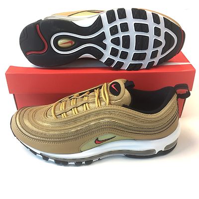 NWT Nike Men's Air Max 97 OG QS Metallic Gold Red Sneakers DS 2017