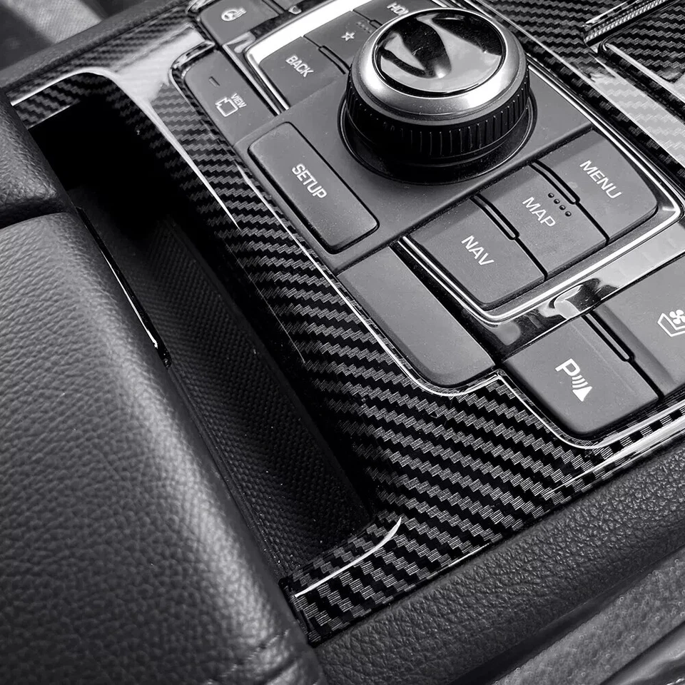 Cubierta de panel de control de consola central de carbono para Genesis G80 Sport 2017-2020 Foto 4 de 4