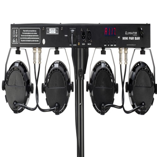 Eliminator Mini Par Bar Light System w/ 4x LED Par Lights+Stand+Remote+Bag+Cable - Picture 4 of 12