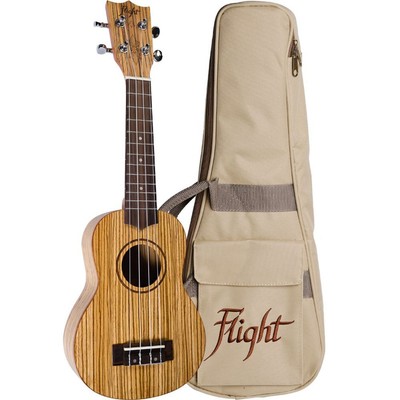 Flug: DUS322 Sopran Ukulele - Zebraholz (+ Tasche) Ukulele Instrument Ukulele