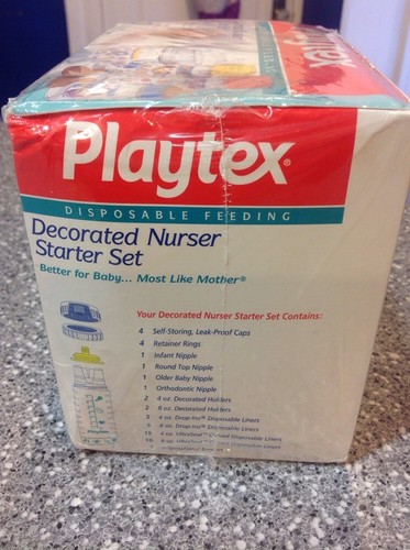 VINTAGE Playtex Drop-Ins ORIG DECORATED NURSER GIFT SET NIPPLES LINERS BOTTLES - Picture 10 of 11