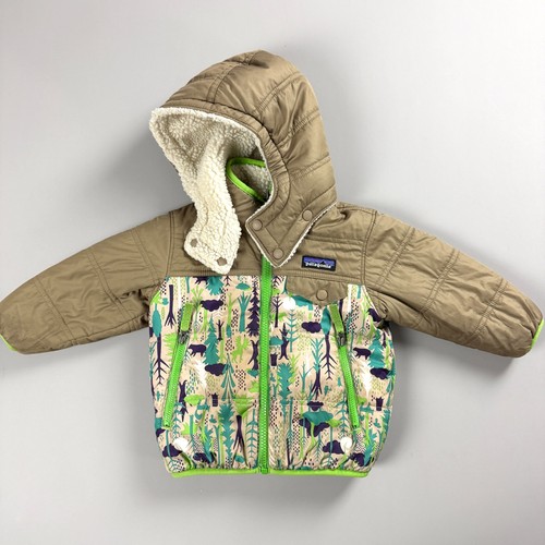 Patagonia Baby Boys 12-18 M Tribbles Reversible Hoody Jacket Sherpa Fleece Coat