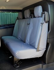 Tailored Fit Grey Rear Triple Bench Seat Covers for Ford Transit Custom [DCIV]