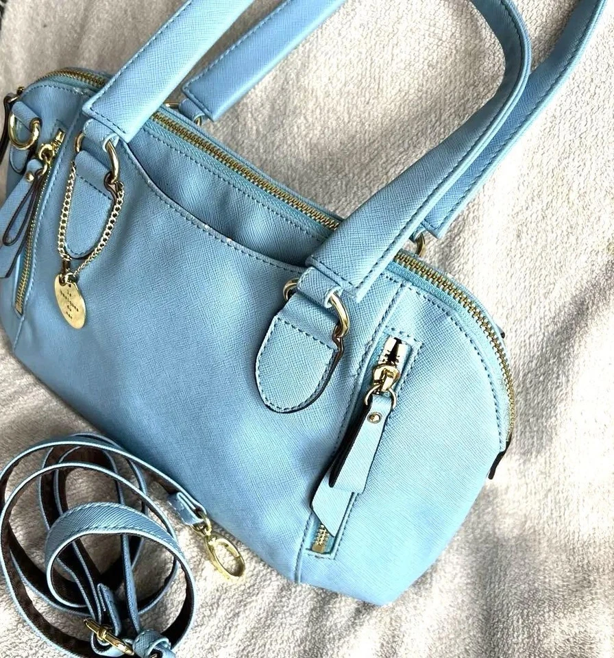 Le Basiques Du Sac Handbag Shoulder Bag Purse Faux Leather Blue USED Good Cond - Image 3 of 4