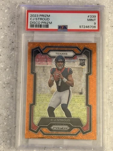 2023 Panini Prizm Football CJ Stroud Disco Orange #339 PSA 9 Houston Texans