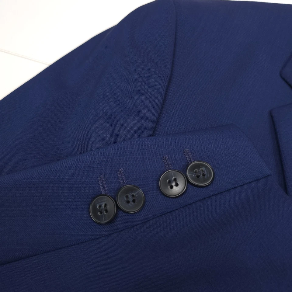 $495 Hugo Boss AldonS Blue Extra Slim Fit Wool Suit Jacket Blazer Mens Size 44R - Image 3 of 4