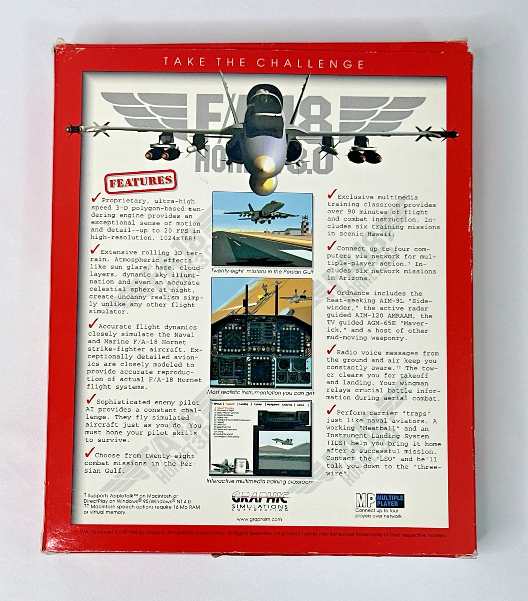 F/A-18 Hornet 3.0 PC MAC CD Strike Fighter Pilot Air-Combat Jet