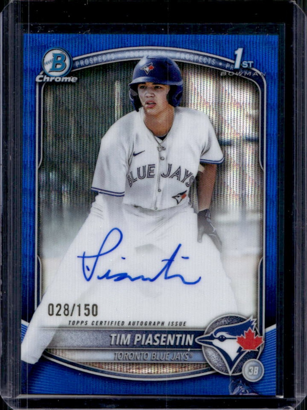 2025 Bowman Draft Tim Piasentin Chrome Auto Blue Wave Refractor 1st #/150 Jays