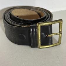 Dutyman 1611 Genuine Leather Belt Sz 52 Black Brass Buckle Gov't Specs
