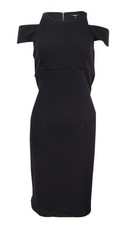 MSK Women's Textured Cold-Sleeve Sheath Dress (8, Black) 888134819855