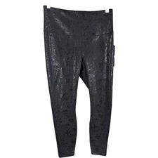 90 Degree Reflex Leggings Womens Large Black Foil High Waisted Ankle Length Lux