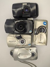 Lot of 5 Olympus mju: II Stylus Epic 35mm Film Cameras Silver For Parts