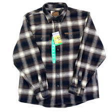 Orvis Shirt Mens XL NEW Brown Plaid Heavyweight Flannel Classic Shacket Pockets