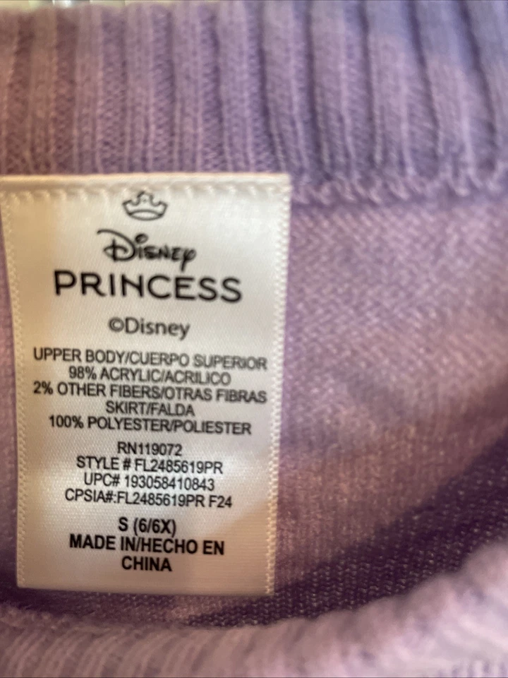 Disney Ariel Princess Sweater Top Tulle Skirt Dress/costume Size S Girls 6/6x - Image 4 of 4