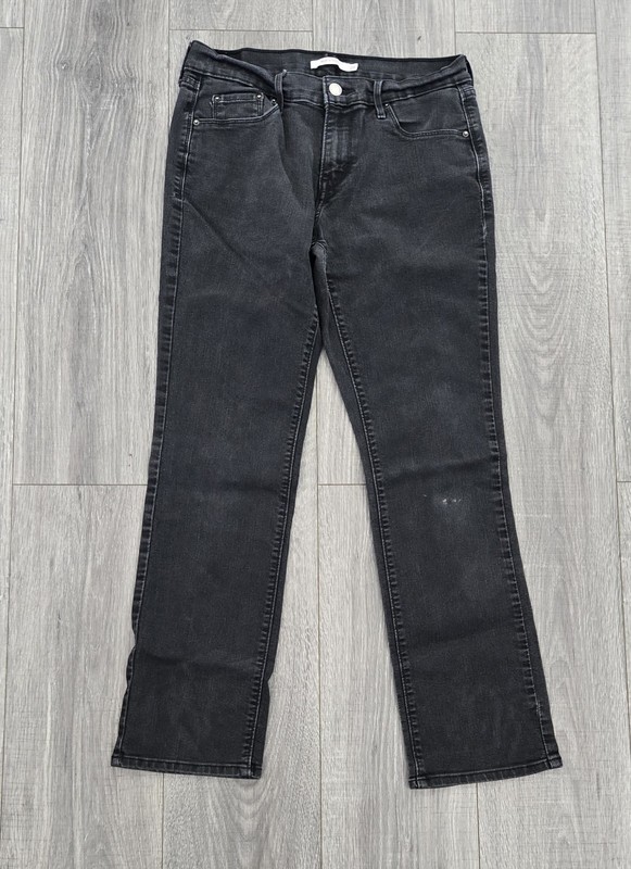 Levi's 505 Womens Straight Leg Stretch Mid Rise Denim Jeans Black Sz 28X30 #368