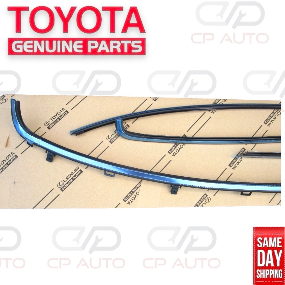 89-95 TOYOTA PICKUP PARABRISAS DELANTERO CROMADO MOLDURAS JUEGO OEM NUEVO Foto 3 de 4