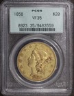 1858 (Vf35) Liberty Head Gold Double Eagle $20 Pcgs Ogh - Type 1