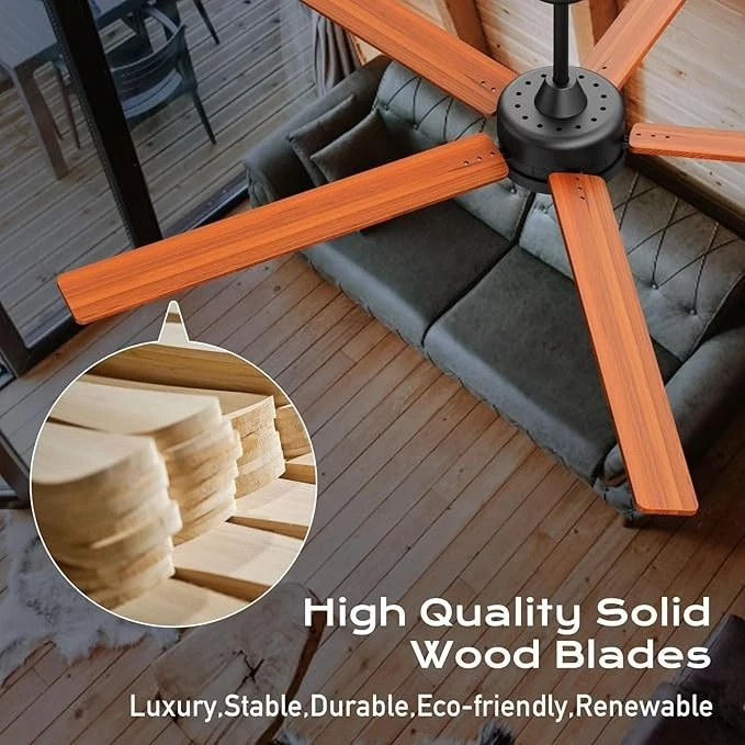 72'' Flush Mount LED Ceiling Fan with Light & Remote 6+1 Speeds, 3CCT, Dimmable - Image 2 of 4