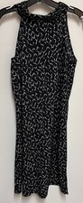 Banana Republic Dress Women’s Size 0 Black White Tie Neck Midi Sleeveless NEW