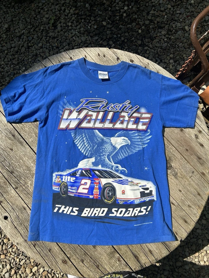 M Heavyweight Guildan Rusty Wallace Front And Back T Shirt With Eagle Graphic - Image 2 of 4