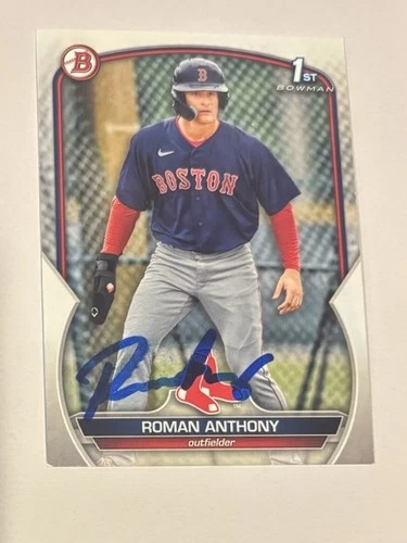 Roman Anthony Red Sox Baseball Signed Autographed 2023 1st Bowman Card Smudged