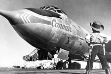 CLASSIC JET AGE CONVAIR YB-60 ADMIRED BY YOUNG COWBOY PHOTOGRAPH PHOTO PRINT