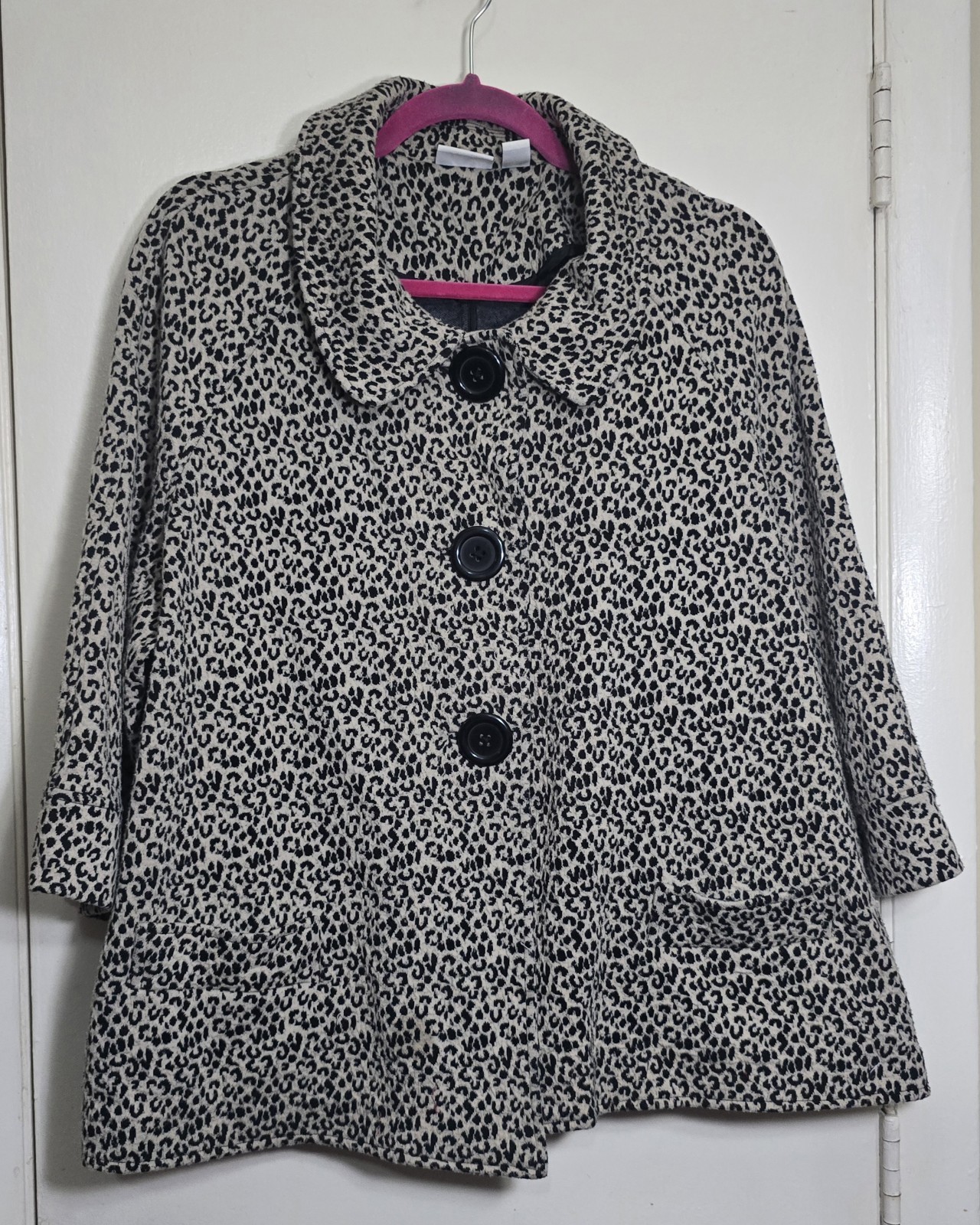 Kim Rogers Leopard Large Button Swing Jacket Size 2x