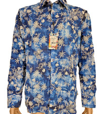 NWT 278 ROBERT GRAHAM SUPERIOR BUTTON DOWN SHIRT BLUE EMBROIDERY CLASSIC FIT L