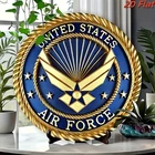 Tin Metal Signs Home Décor 8x8 United States Air Force Round Aluminum Vintage Mi